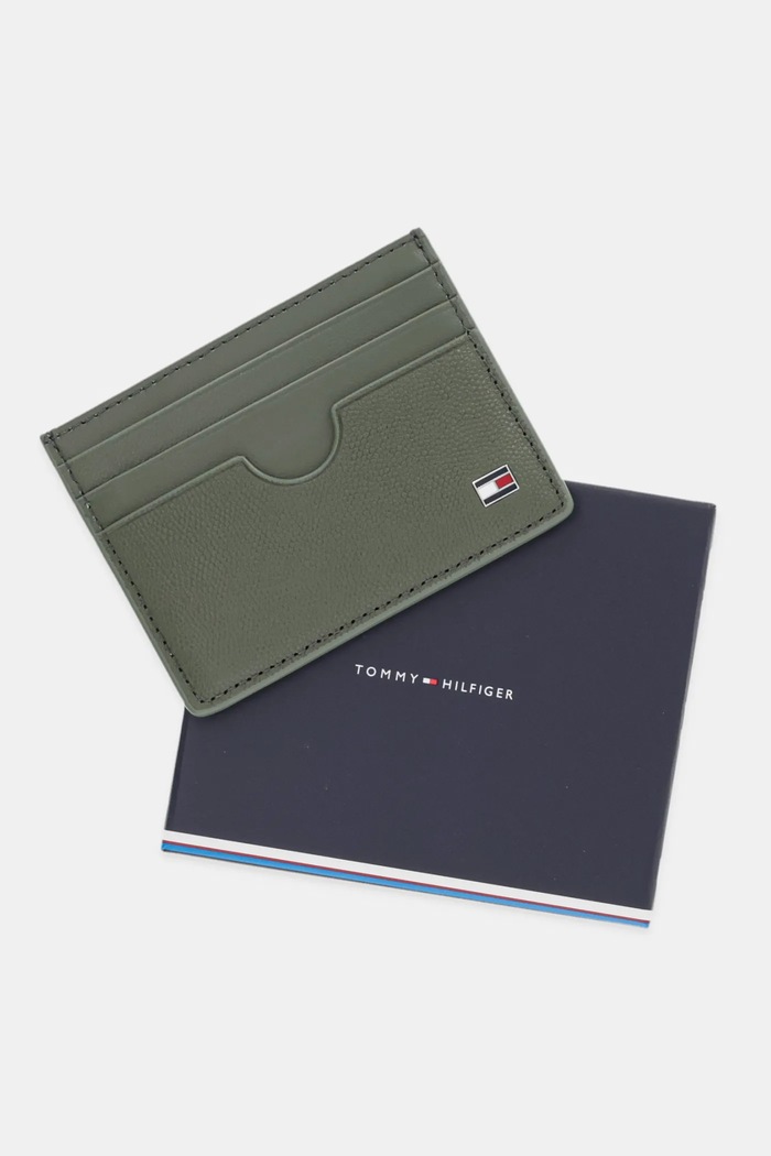 Tommy Hilfiger etui na karty skórzane zielony AM0AM13517