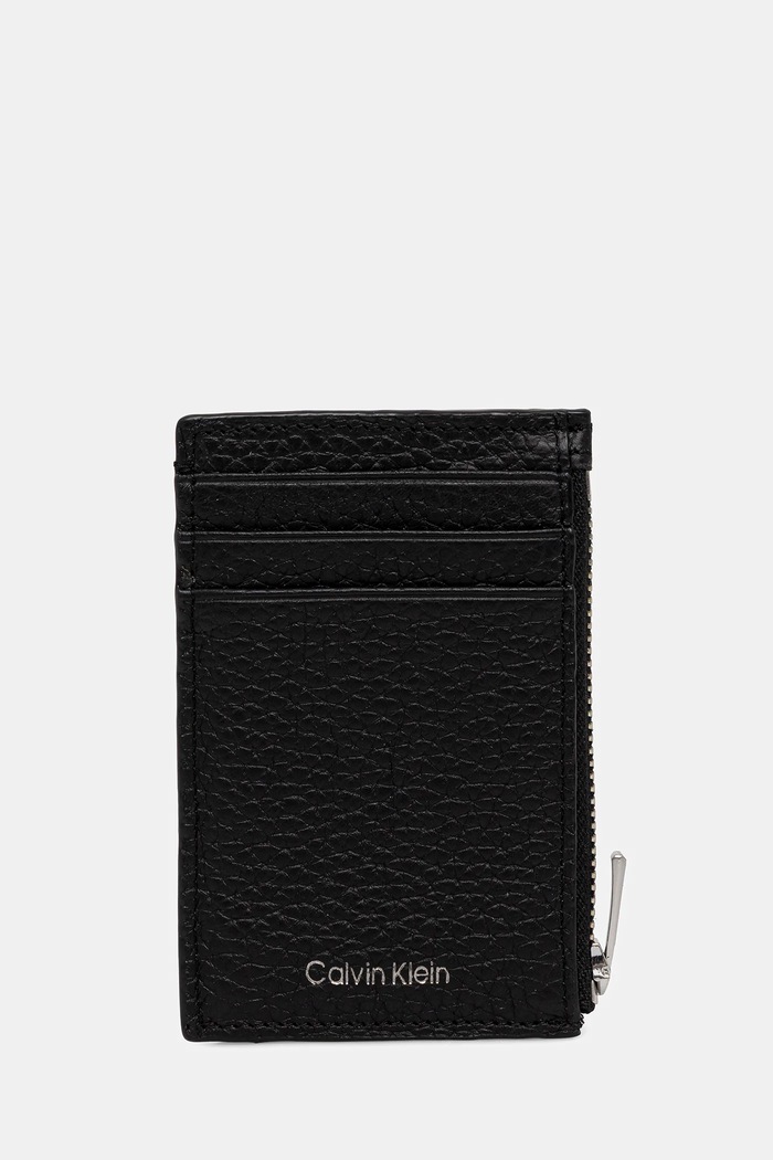 Calvin Klein portfel skórzany skóra licowa czarny LV04D1030G
