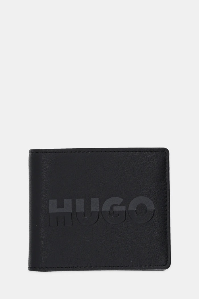 Δερμάτινο πορτοφόλι HUGO Bashinah λείο δέρμα μαύρο 50548733
