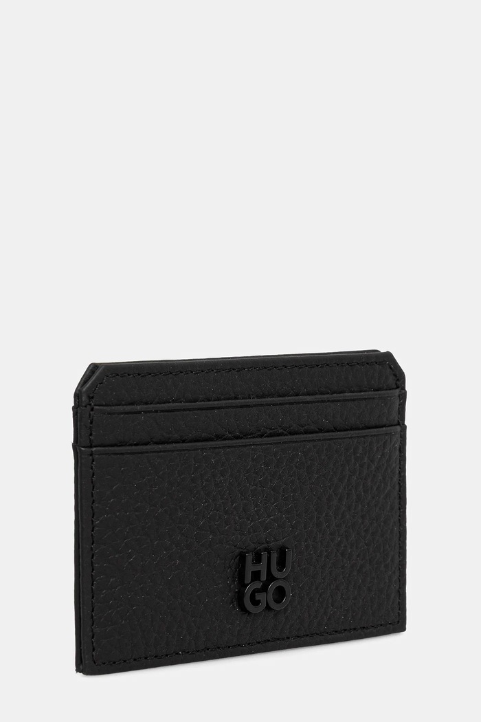 Kožená peněženka a držák na karty HUGO GBHM_4cc&Card Stack. HUGO 50548752 černá