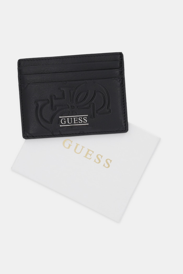 Guess etui na karty skórzane BOSTON czarny SMBOMG.LEA25
