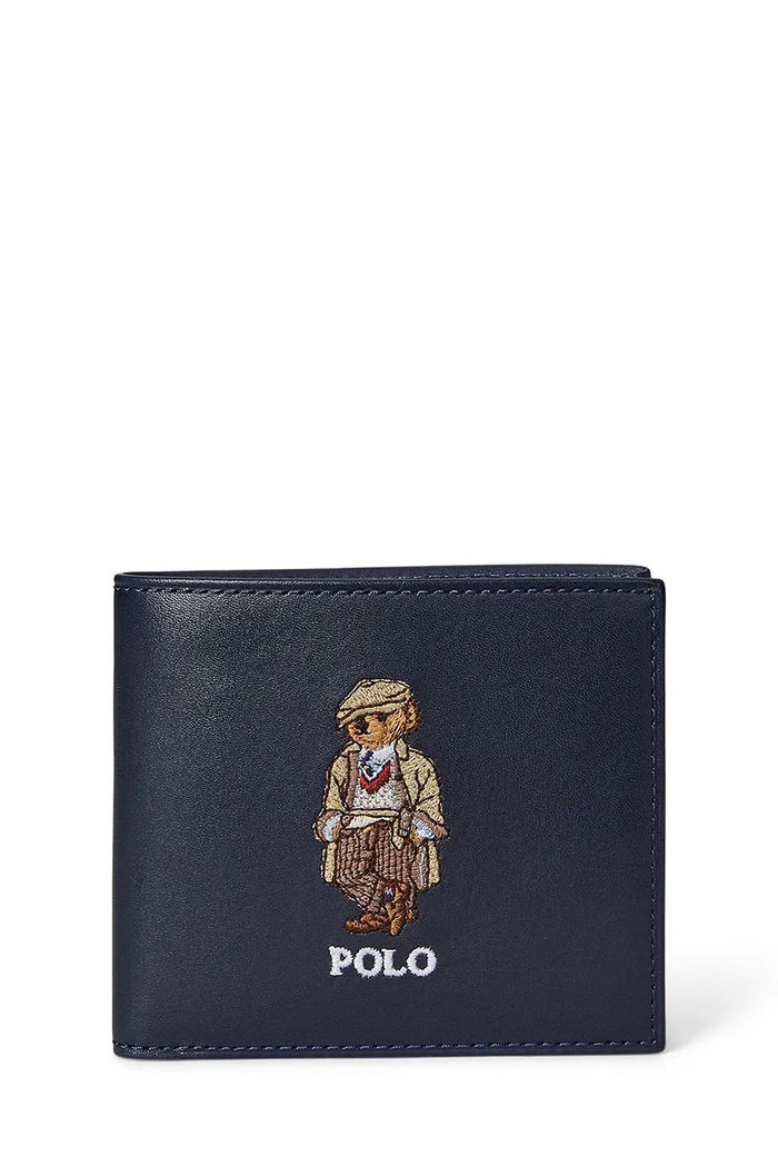 Kožená peněženka Polo Ralph Lauren přírodní kůže námořnická modř 405974619