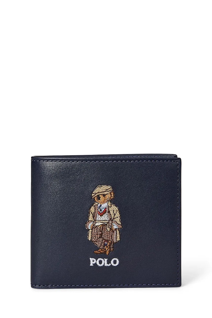 Kožená peněženka Polo Ralph Lauren přírodní kůže námořnická modř 405974619