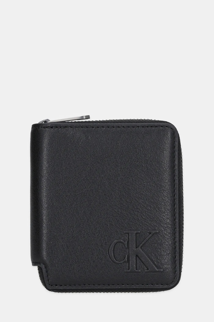 Calvin Klein portfel skórzany skóra licowa czarny LV04D1077G