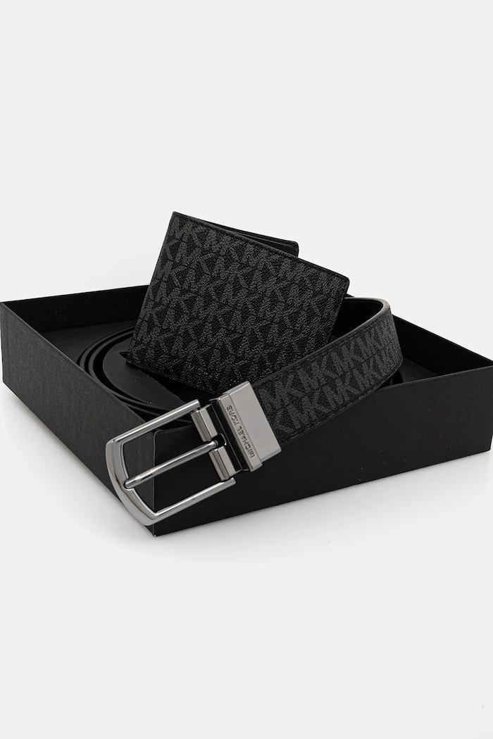 Novčanik i kožni remen Michael Kors sitni uzorak crna 39S4LBLN4B