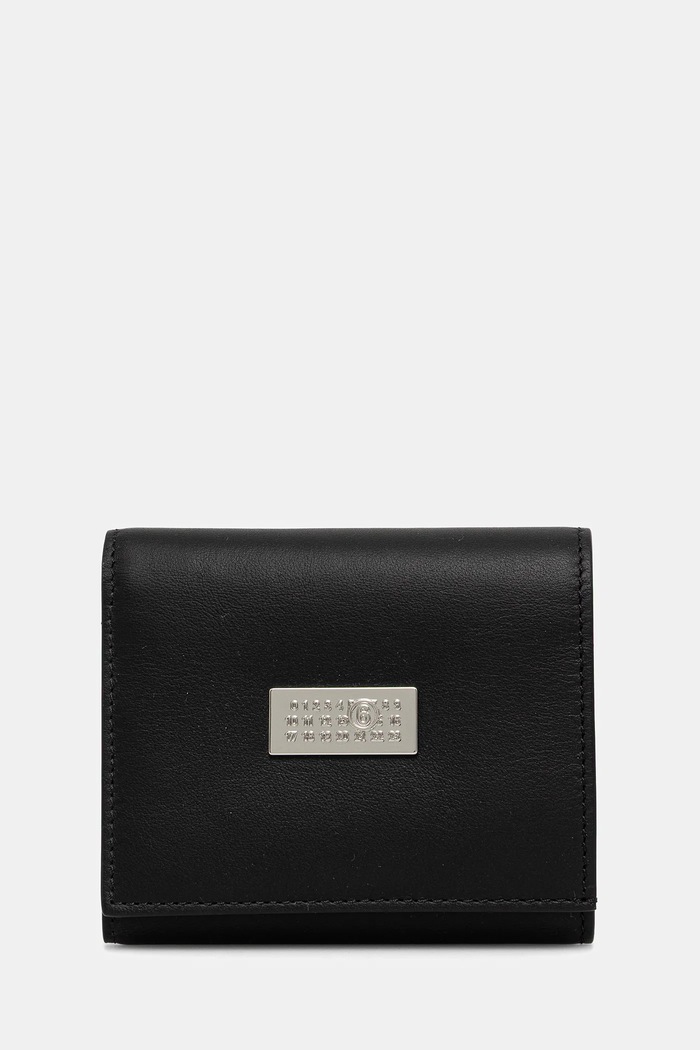 Δερμάτινο πορτοφόλι MM6 Maison Margiela λείο δέρμα μαύρο SA6UI0030.P8332.T8013