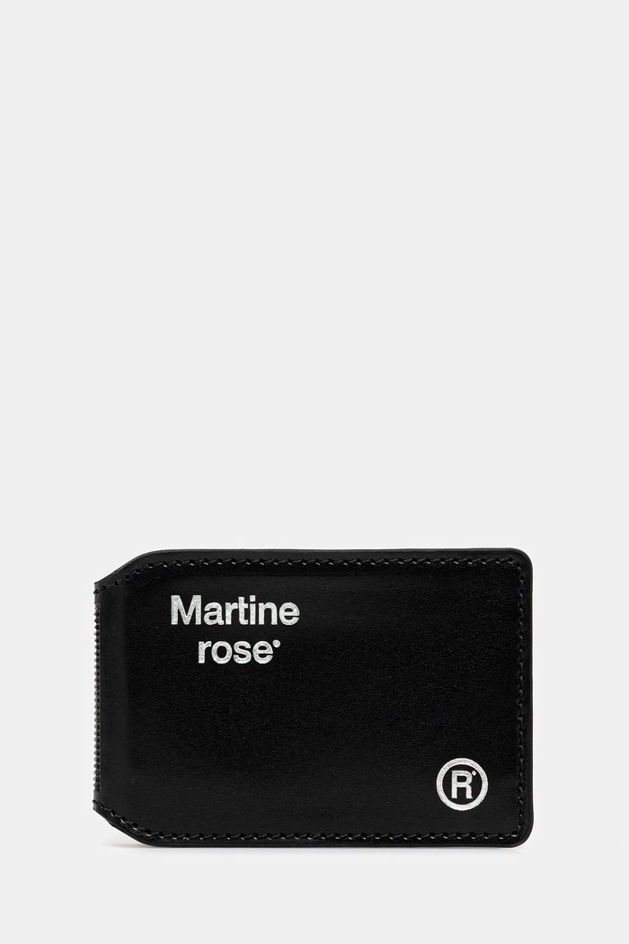 Martine Rose leather card holder Logo-Foil Embossed Leather card case black 1150LP22001