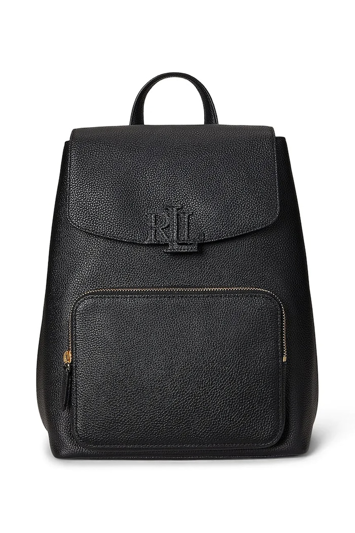 Lauren Ralph Lauren ghiozdan de piele uni negru 431969355