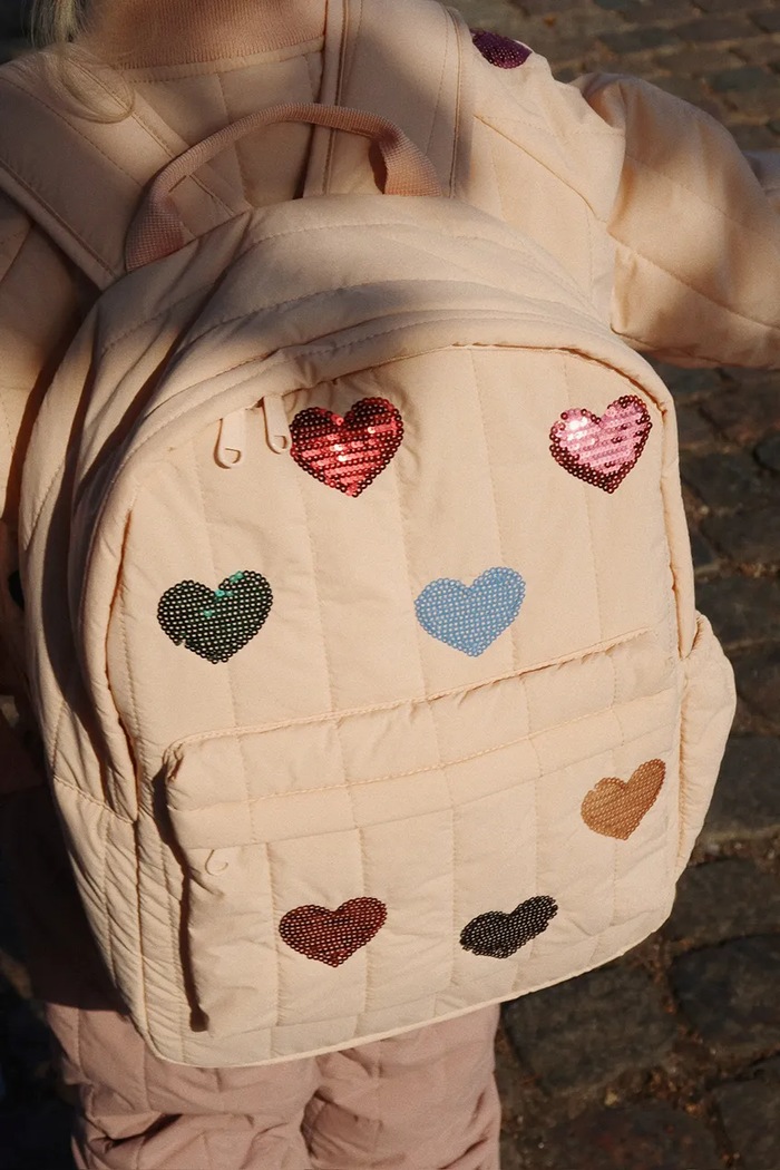Konges Sløjd ghiozdan copii JUNO QUILTED SEQUIN BACKPACK MIDI nu incape in A4 roz KS103554.9BYA