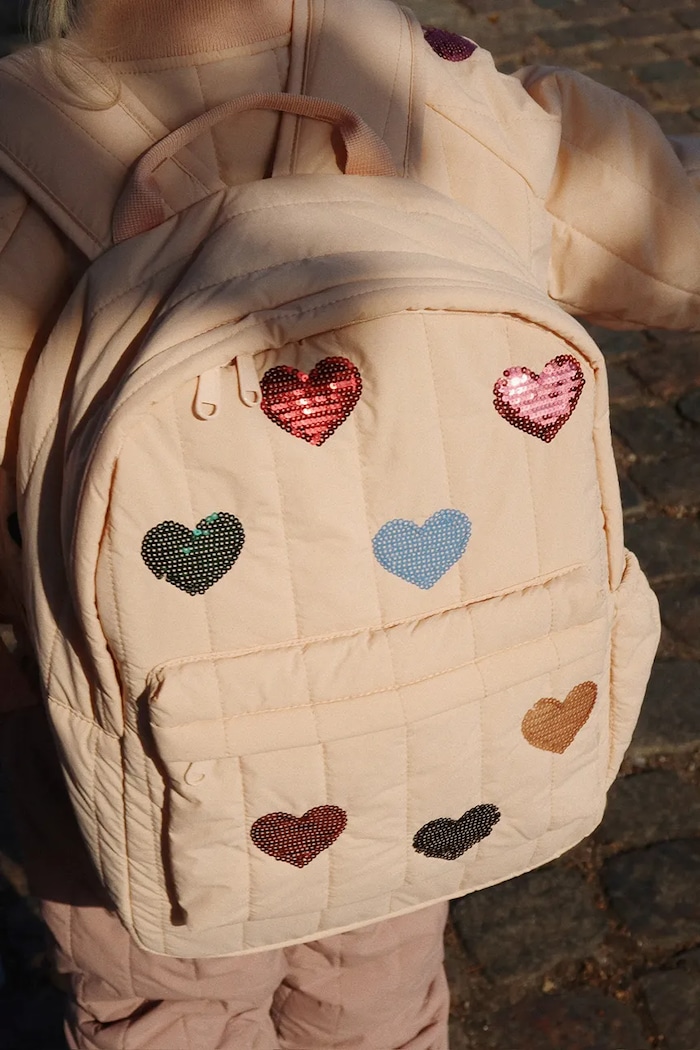 Konges Sløjd ghiozdan copii JUNO QUILTED SEQUIN BACKPACK MIDI nu incape in A4 roz KS103554.9BYA