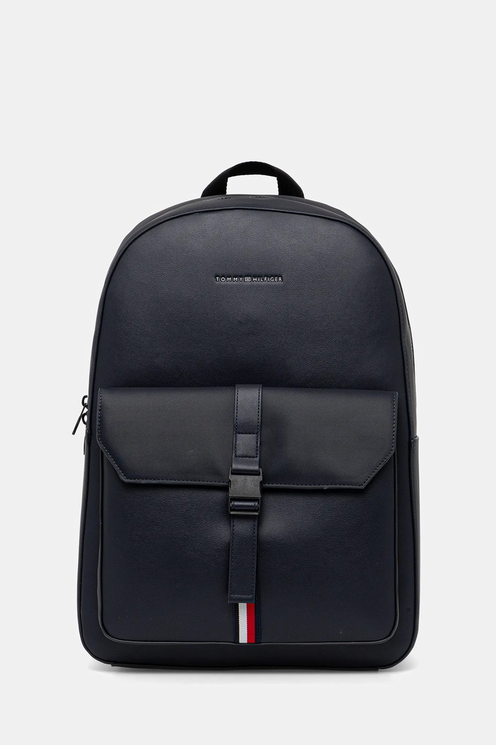 Σακίδιο πλάτης Tommy Hilfiger απομίμηση λείου δέρματος σκούρο μπλε AM0AM13476