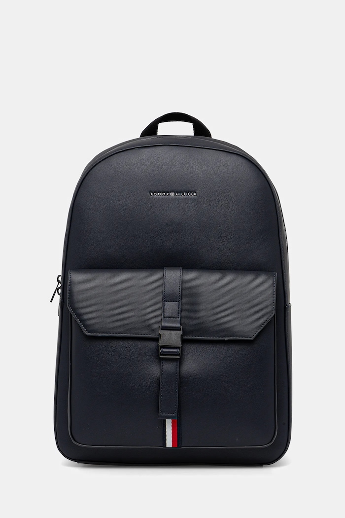 Σακίδιο πλάτης Tommy Hilfiger απομίμηση λείου δέρματος σκούρο μπλε AM0AM13476