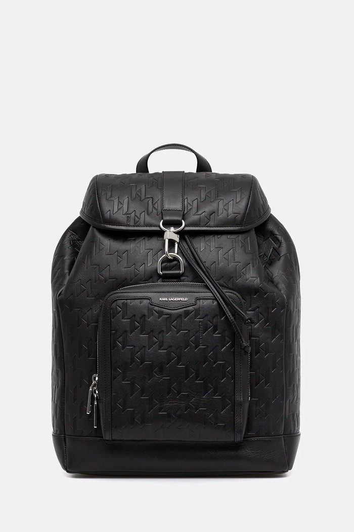 Kožený batoh Karl Lagerfeld K/LOOM přírodní kůže černá A3M30180