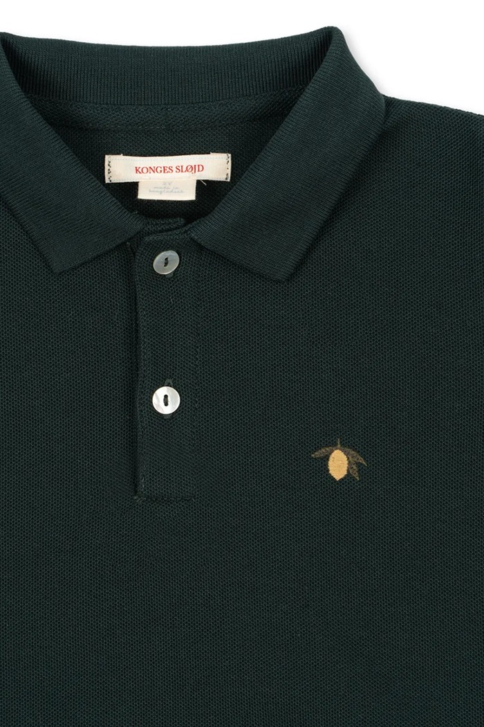 Băieți Konges Sløjd tricouri polo din bumbac pentru copii FLORIAN LS POLO GOTS KS103811.9BYA verde
