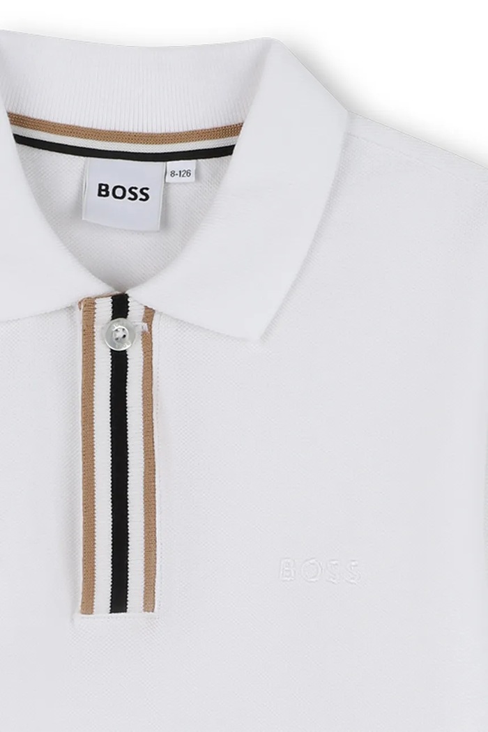 Chlapec Detská bavlnená polokošeľa BOSS J52333.162.174 biela