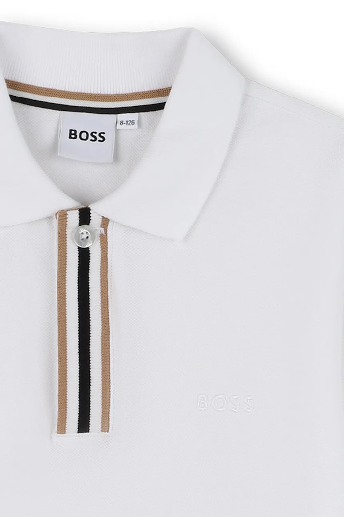 Chlapec Detská bavlnená polokošeľa BOSS J52333.162.174 biela