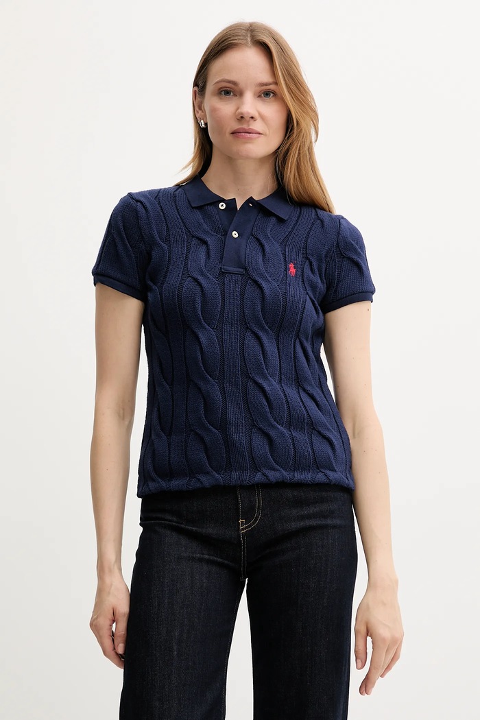 Πόλο Polo Ralph Lauren βαμβάκι σκούρο μπλε 211971703