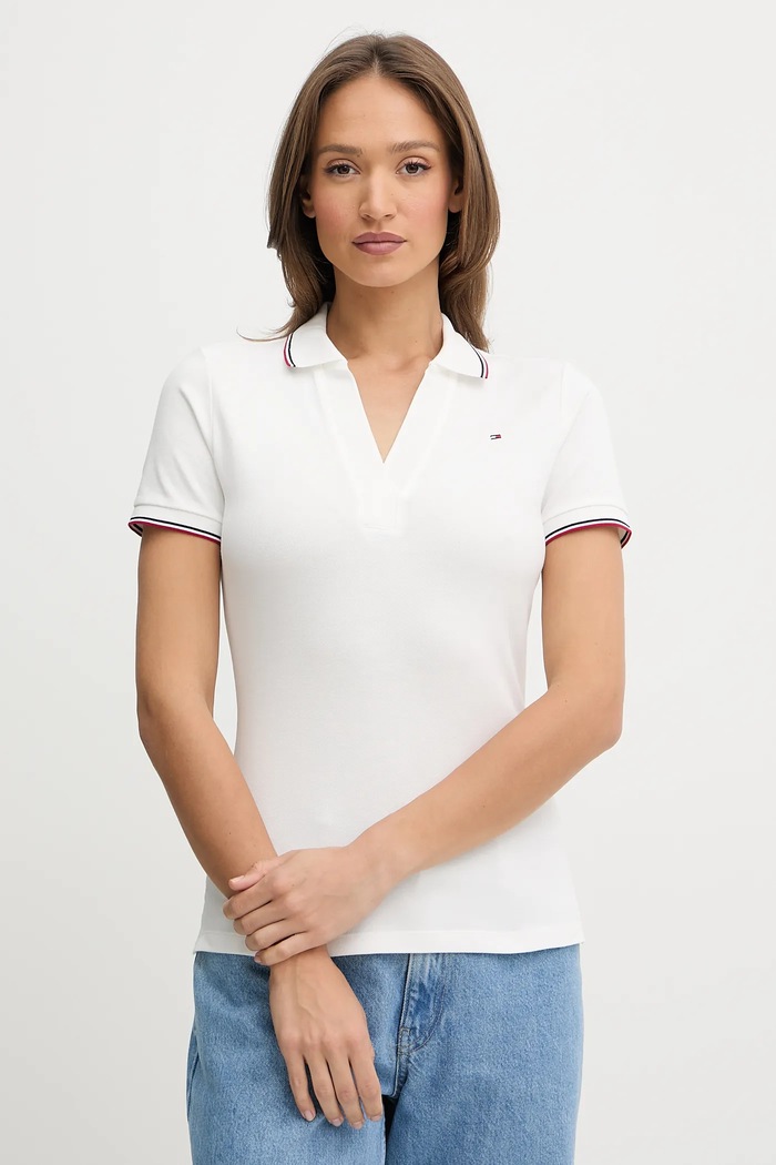 Tommy Hilfiger polo z elastanem biały WW0WW45736