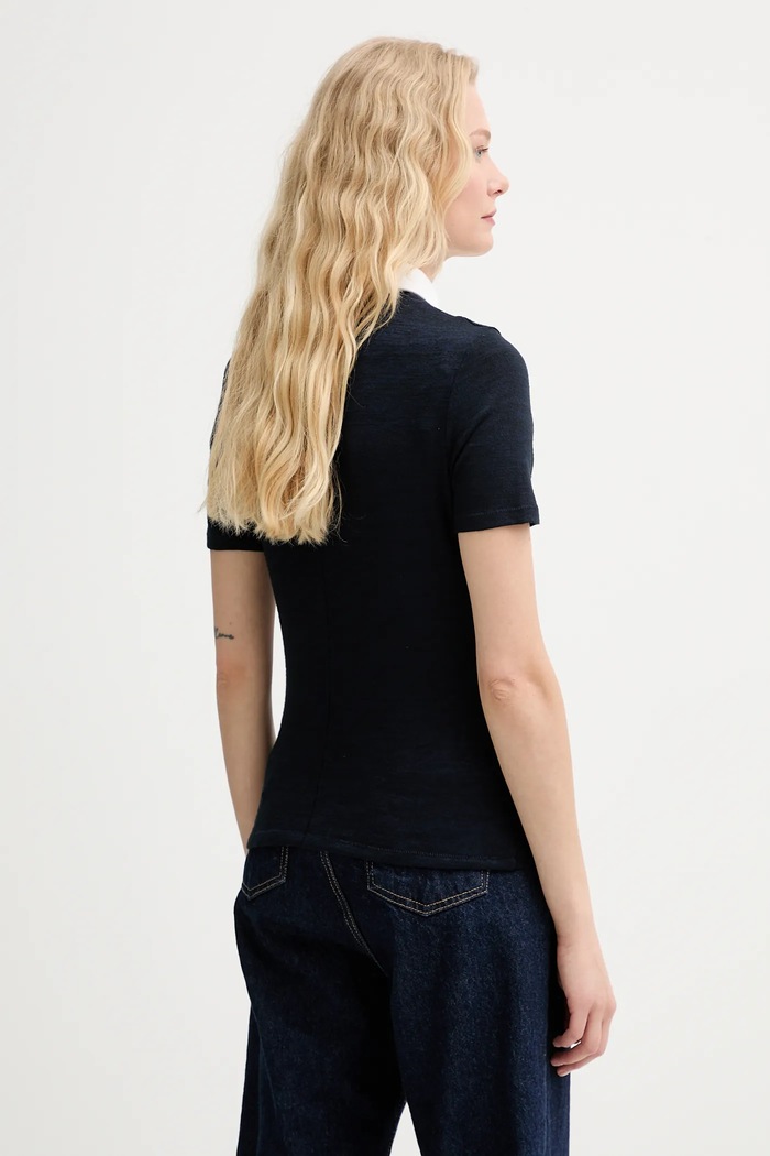 Дрехи Тениска с яка Rag & Bone WCC24FT019JY19 тъмносин