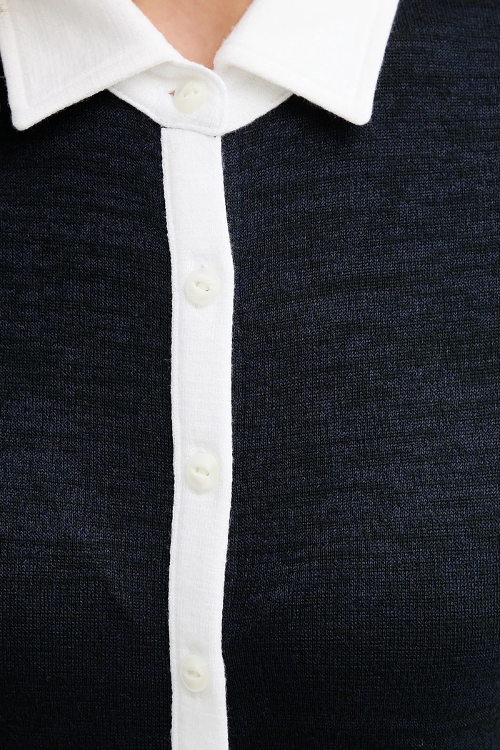 Тениска с яка Rag & Bone WCC24FT019JY19 тъмносин
