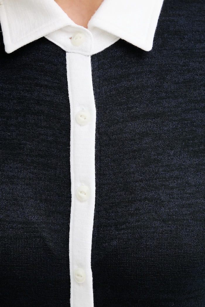 Тениска с яка Rag & Bone WCC24FT019JY19 тъмносин