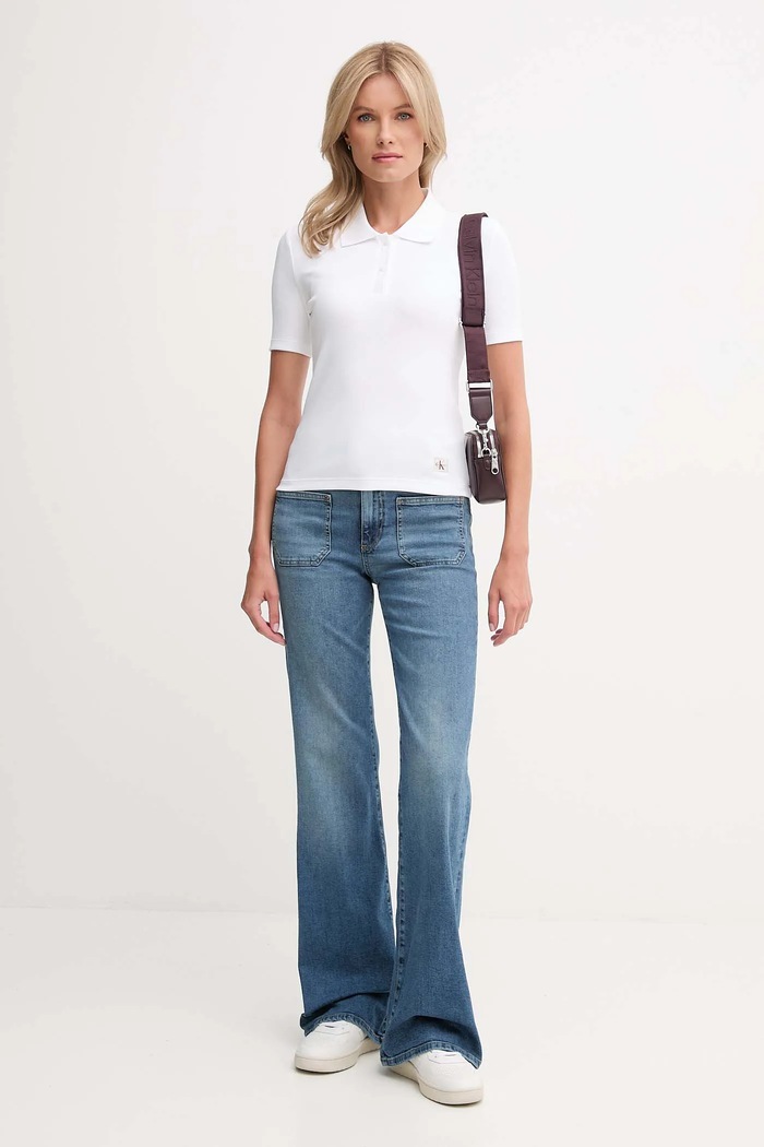 Calvin Klein Jeans tricou polo LV047C907G alb AW25