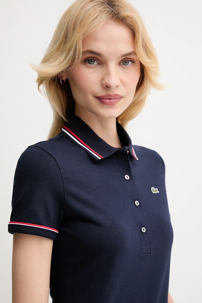 Lacoste polo con cotone da donna blu navy DF5284