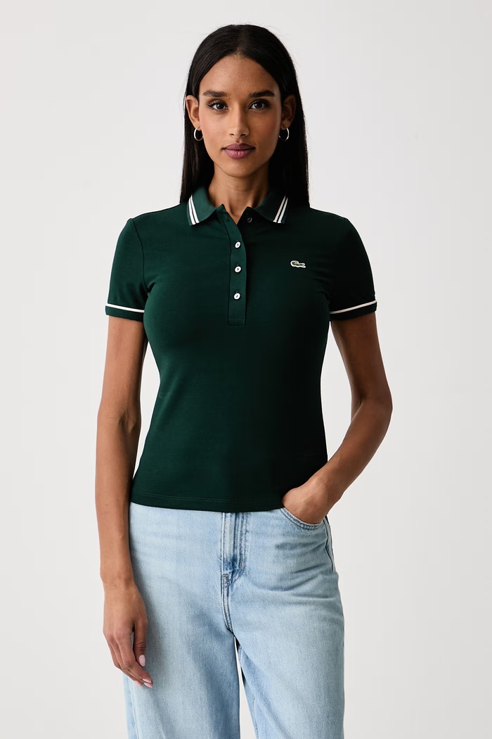 Lacoste Polo damskie z bawełną zielony DF5284