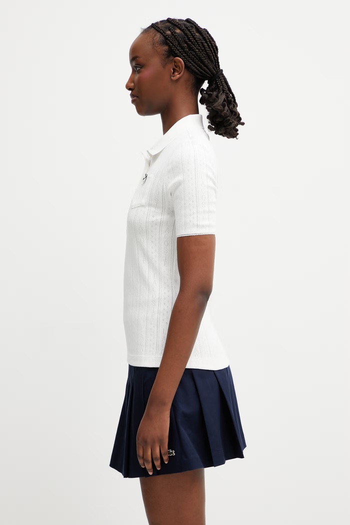 Lacoste polo bawełniane damskie DF5296 biały SS26