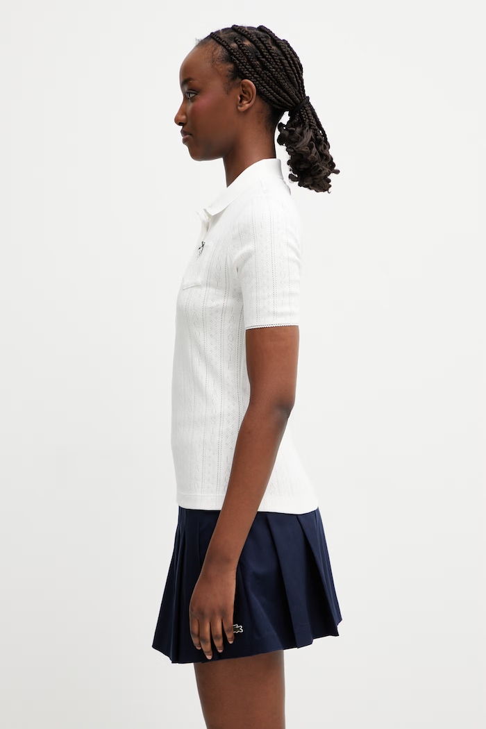 Lacoste polo bawełniane damskie DF5296 biały SS26