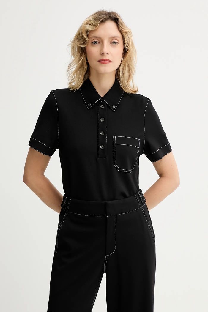 Polo tričko Rag & Bone jednofarebný čierna RE2G25FT1PW