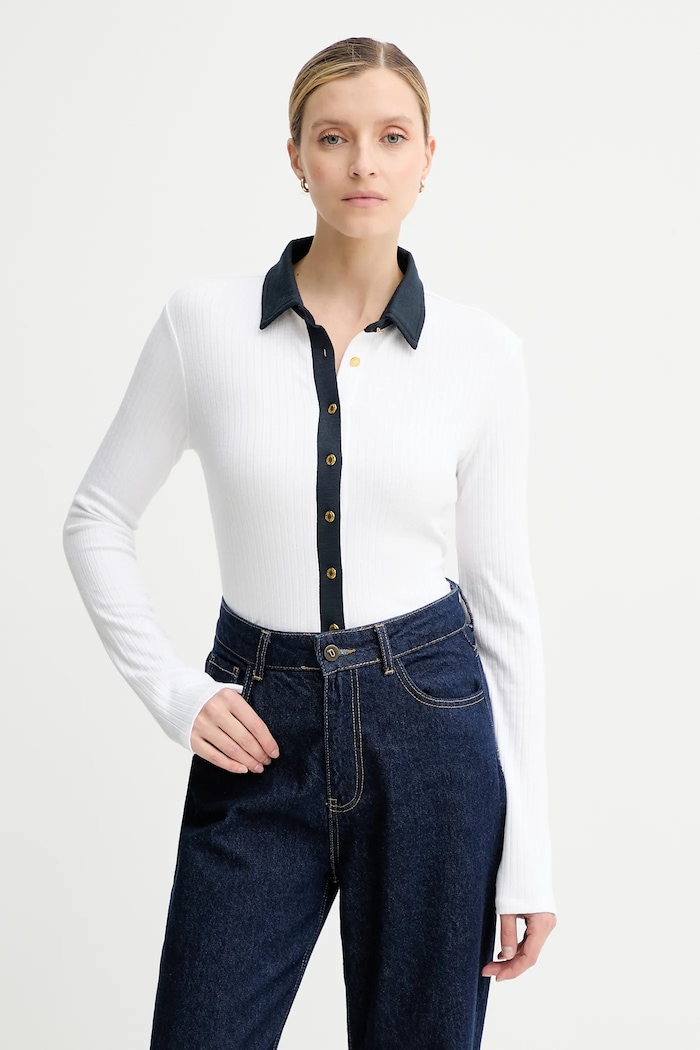 Tričko s dlhým rukávom Rag & Bone slim biela RE0C25FP3LW