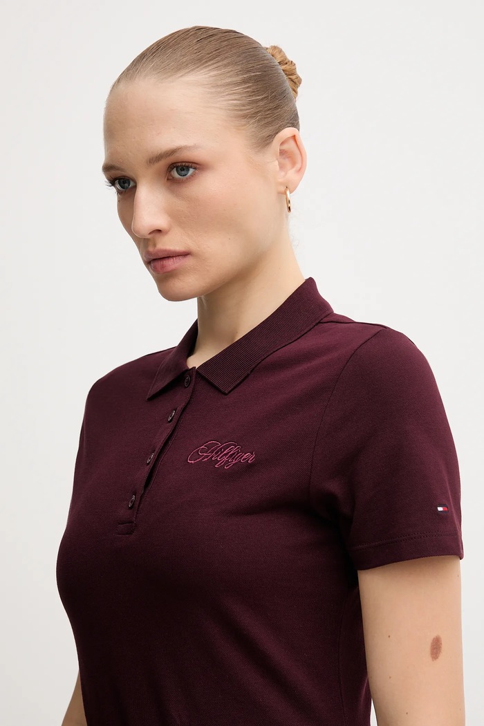 Tommy Hilfiger tricou polo burgundia WW0WW47312