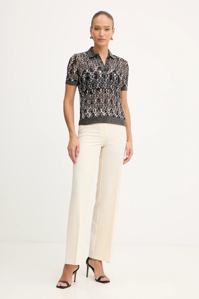 Missoni tricou polo DS25WN0B.BR012H maro AW25