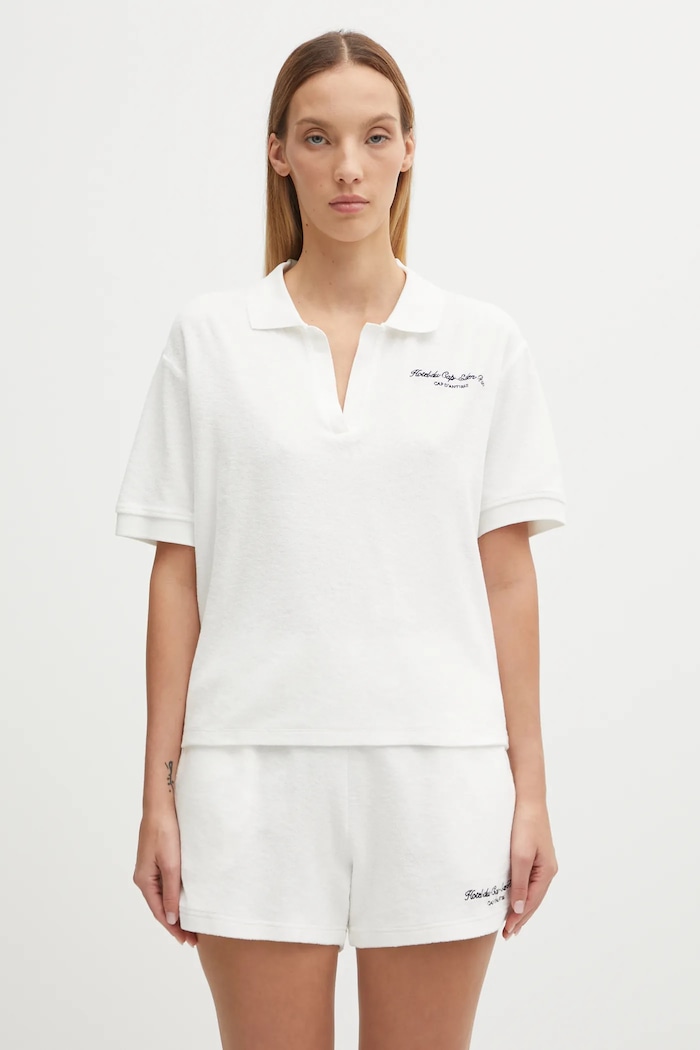 Sporty & Rich polo bawełniane Eden Script Terry gładkie biały TO00160673WH01