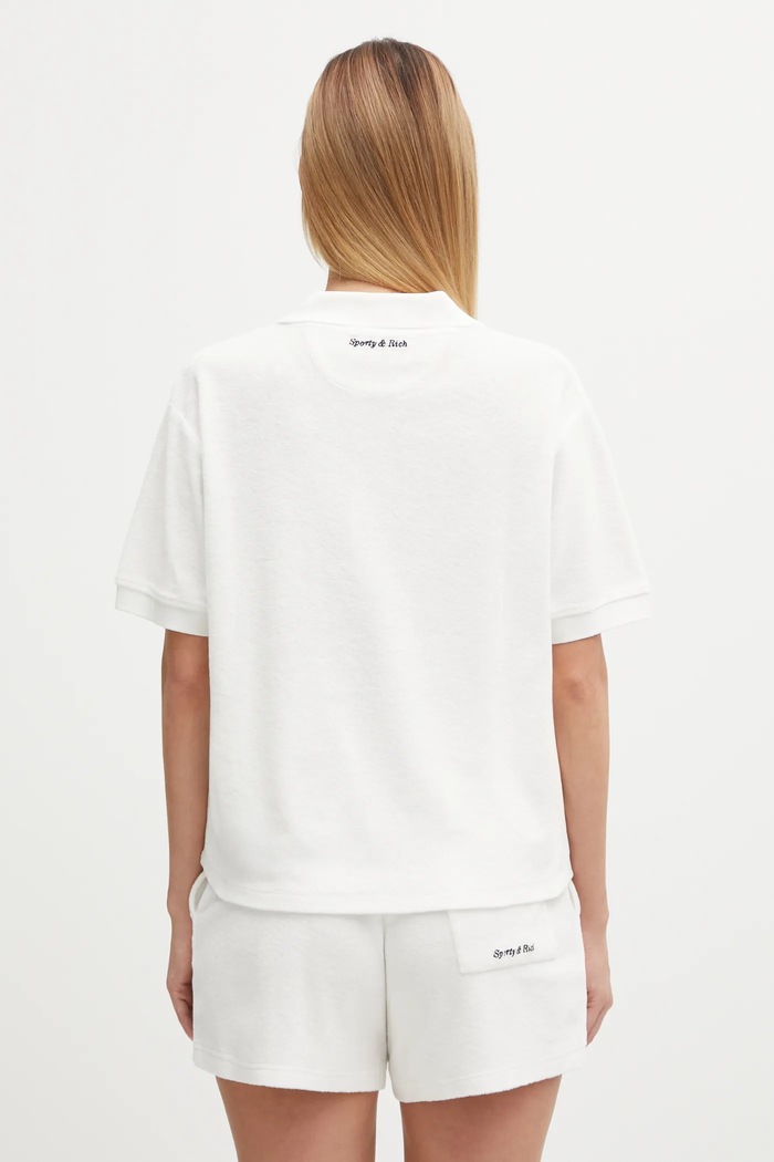 Odzież Sporty & Rich polo bawełniane Eden Script Terry TO00160673WH01 biały