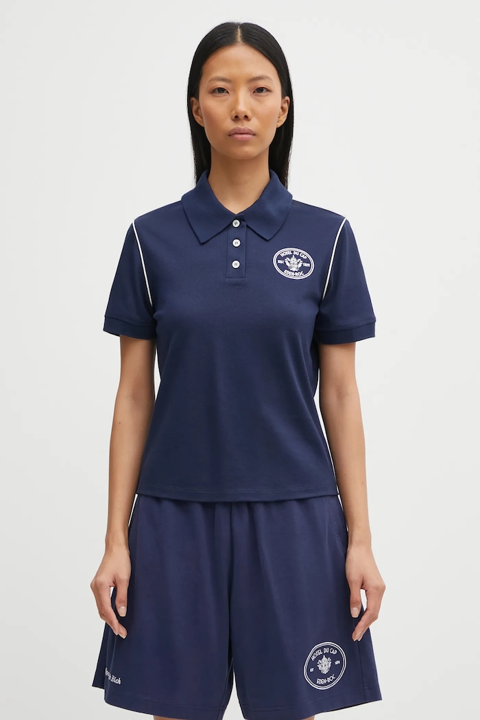 Sporty & Rich polo Eden Crest Embroidered Pique regular granatowy TO05760666BL107