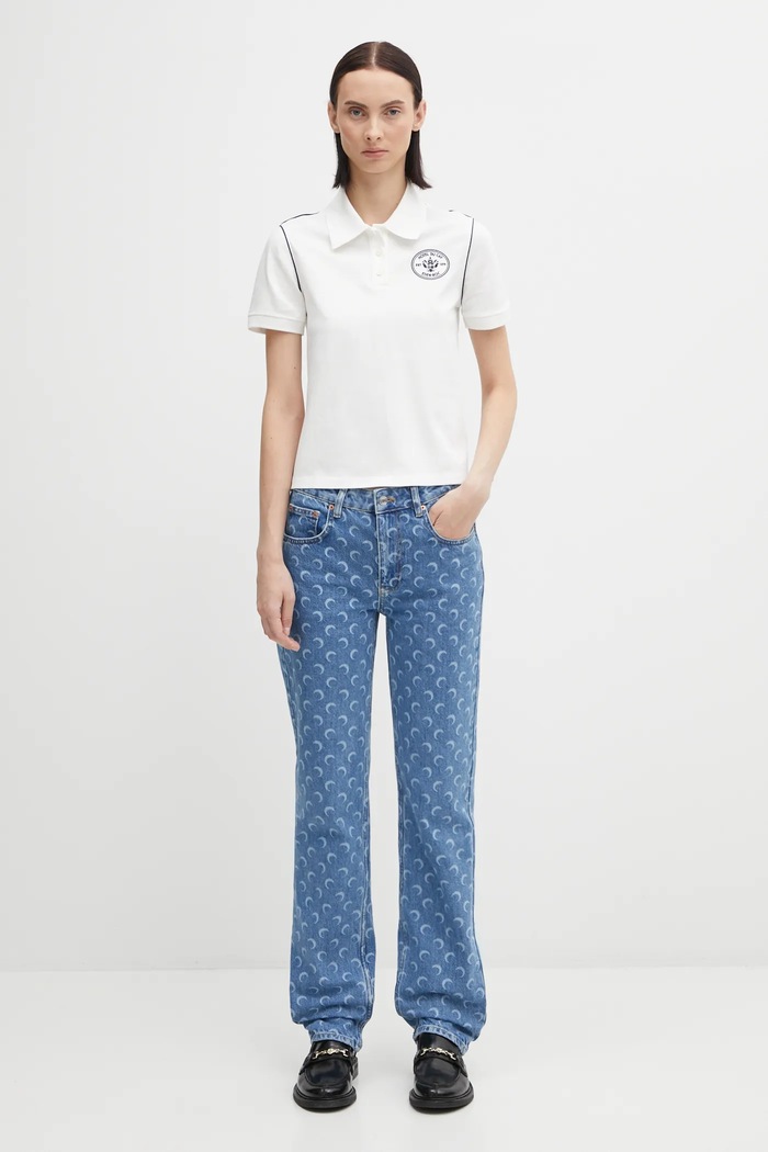 Sporty & Rich polo Eden Crest Embroidered Pique TO05760666WH50 bianco