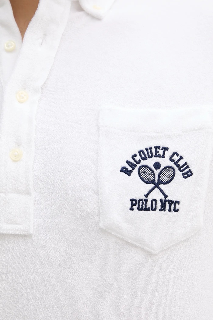 Памучна тениска с яка Polo Ralph Lauren 710971068 бял