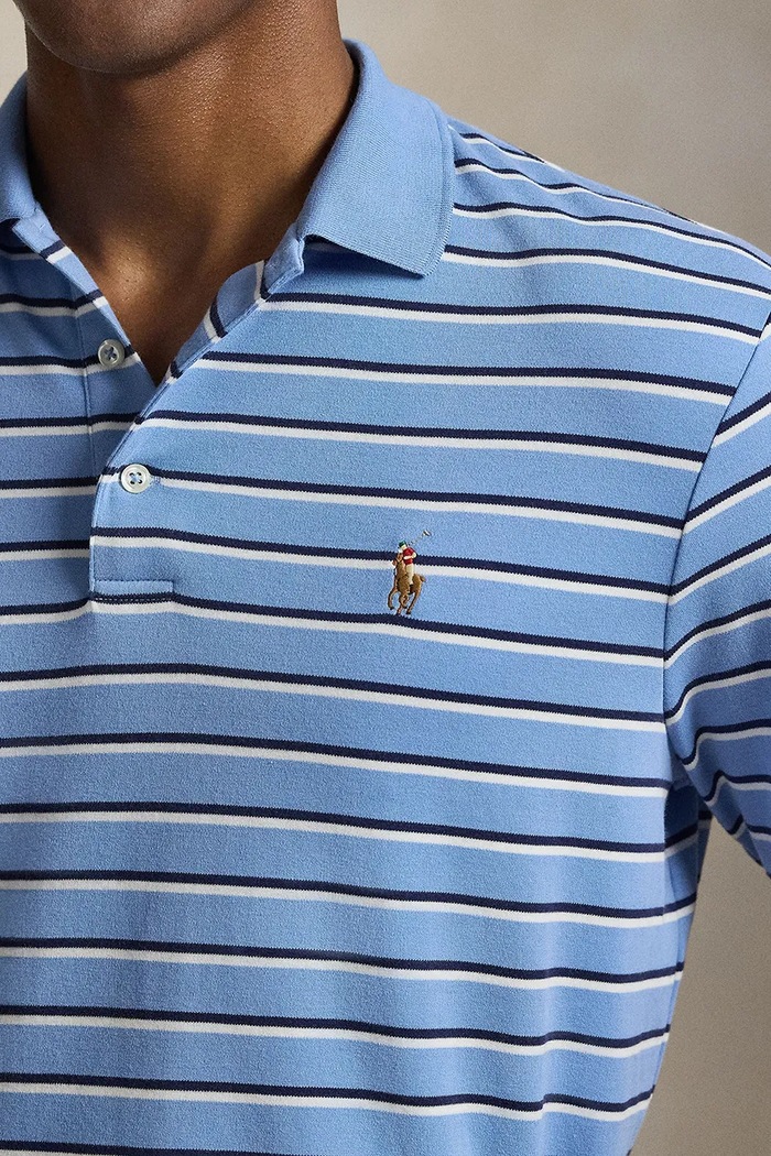 Bavlněné polo tričko Polo Ralph Lauren modrá 710974586