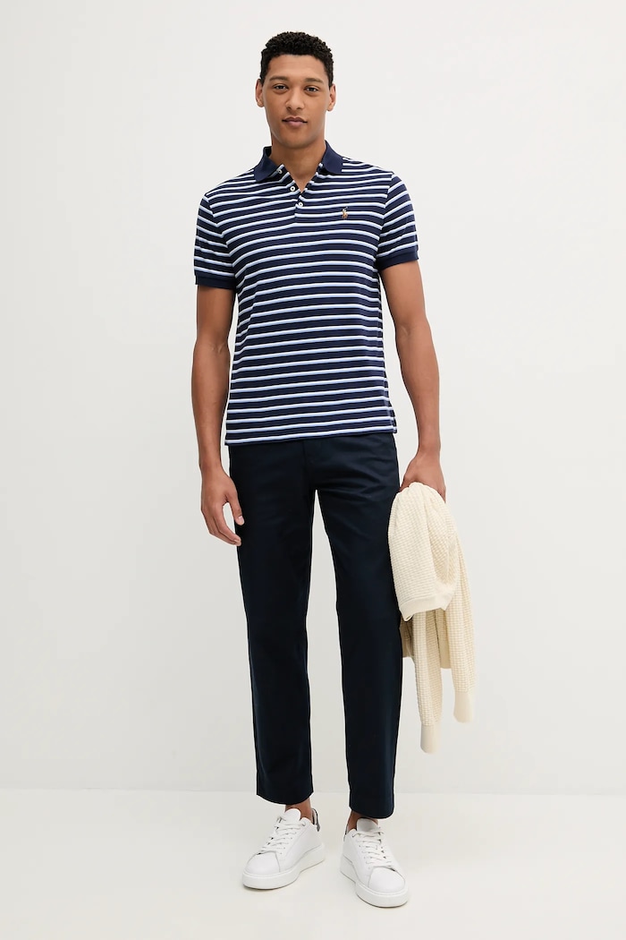 Pamučna polo majica Polo Ralph Lauren 710974586 mornarsko plava SS26