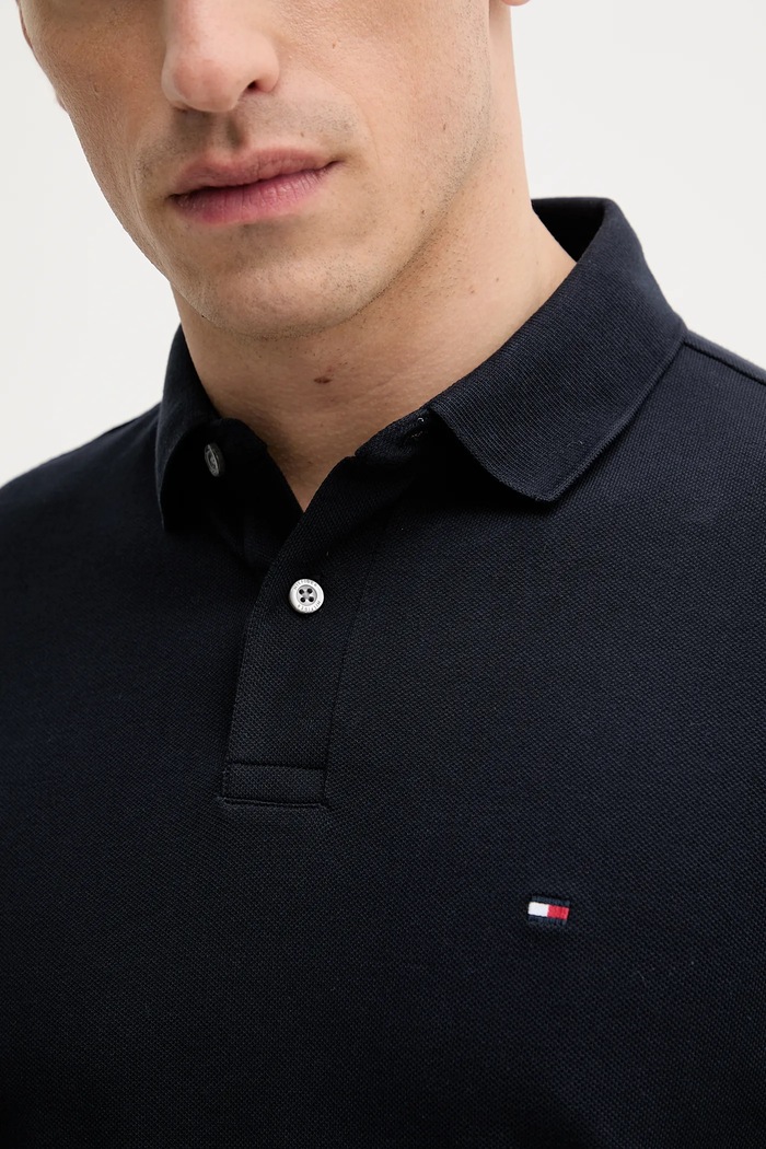Tommy Hilfiger majica z dolgimi rokavi moška z bombažem MW0MW20183 mornarsko modra