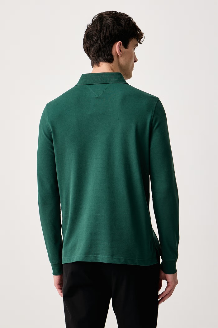 Tommy Hilfiger Longsleeve męski z bawełną MW0MW20183 zielony AW25