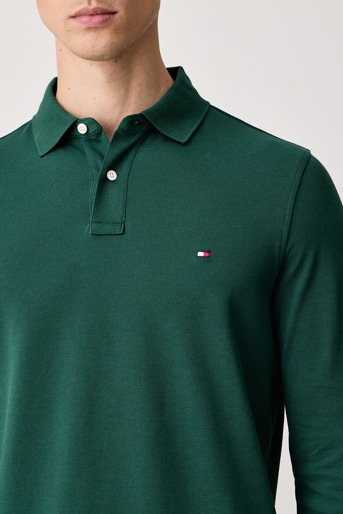 Odzież Tommy Hilfiger Longsleeve męski z bawełną MW0MW20183 zielony