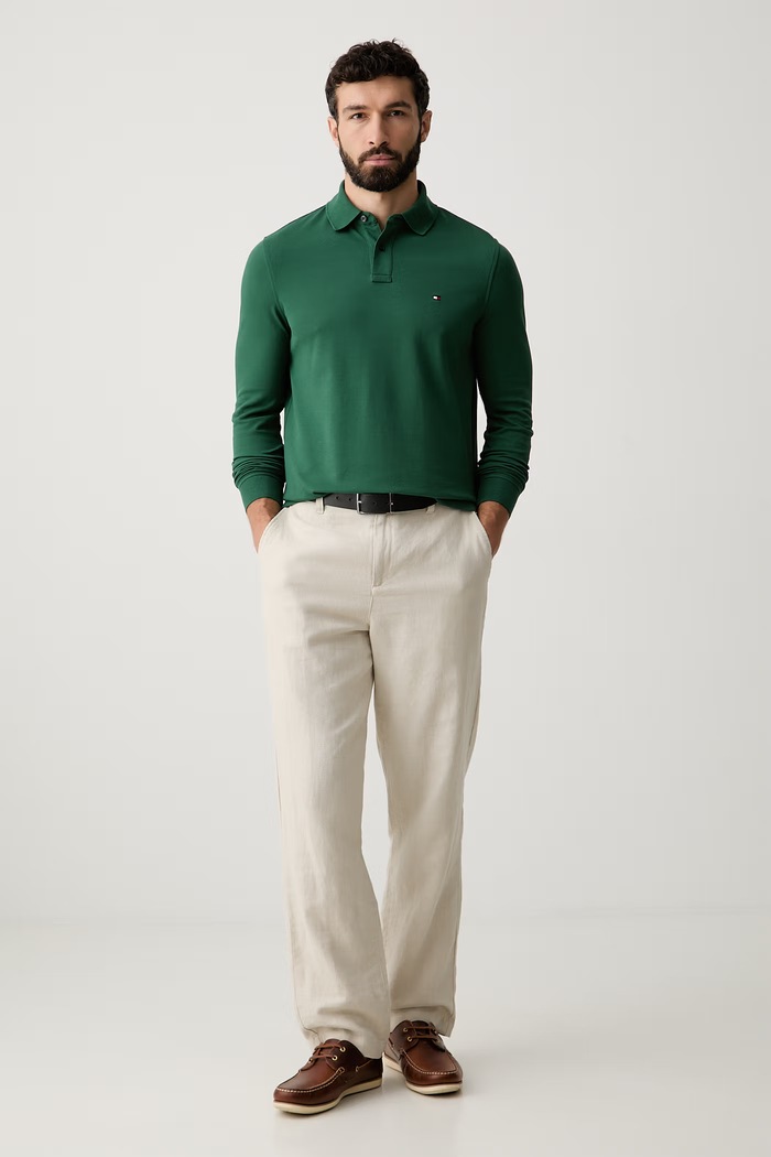 Tommy Hilfiger tričko s dlhým rukávom pánske s bavlnou MW0MW20183 zelená AW25
