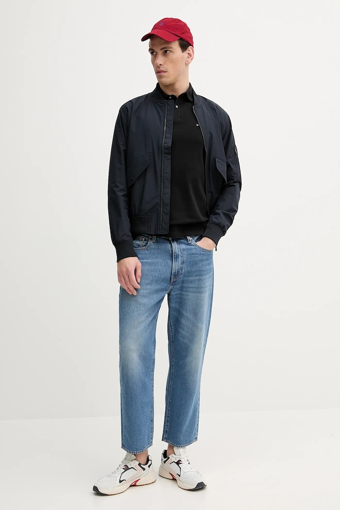 Tommy Hilfiger majica z dolgimi rokavi moška z bombažem MW0MW20183 črna AW25
