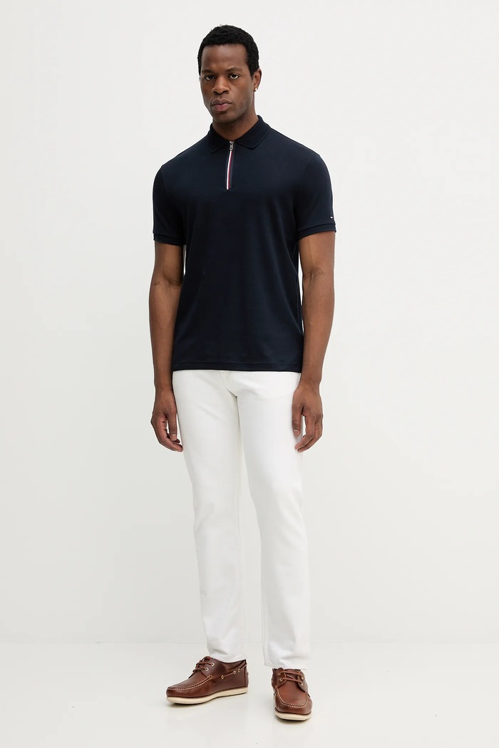 Tommy Hilfiger Polo bawełniane MW0MW39552 granatowy AW25