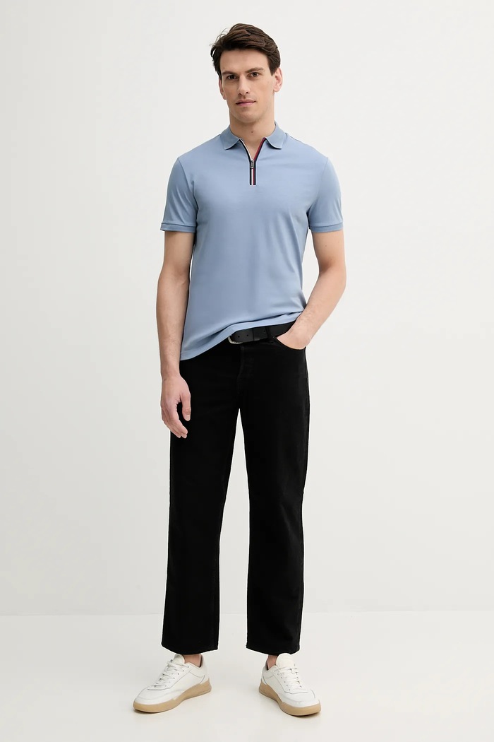 Bavlněné polo tričko Tommy Hilfiger MW0MW39552 modrá AW25