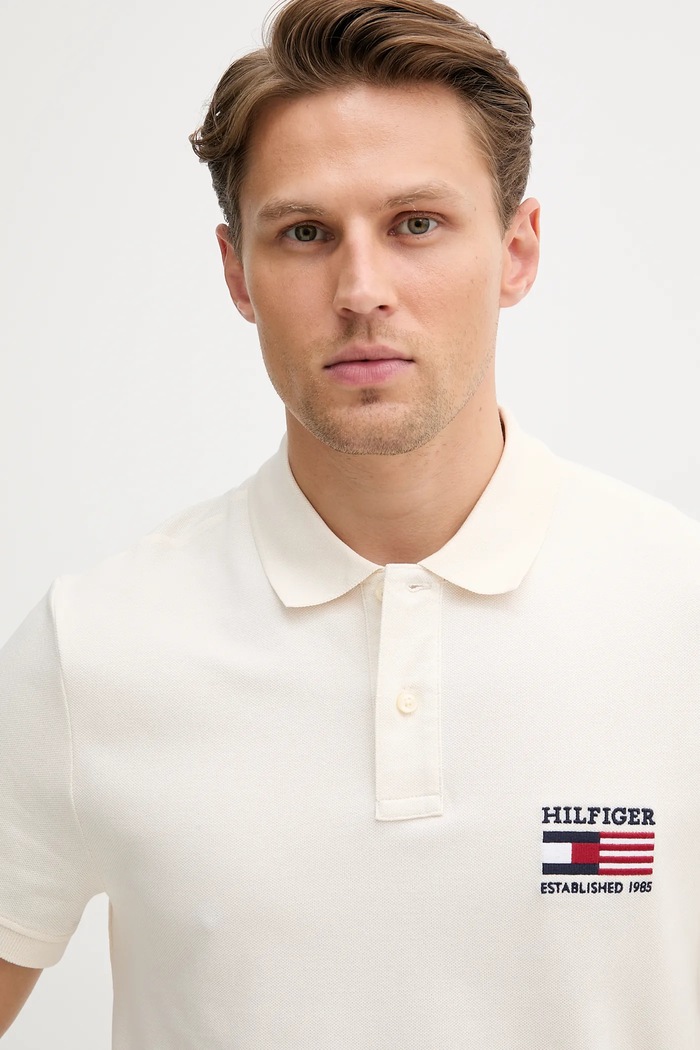 Ρούχα Πόλο Tommy Hilfiger MW0MW39836 μπεζ