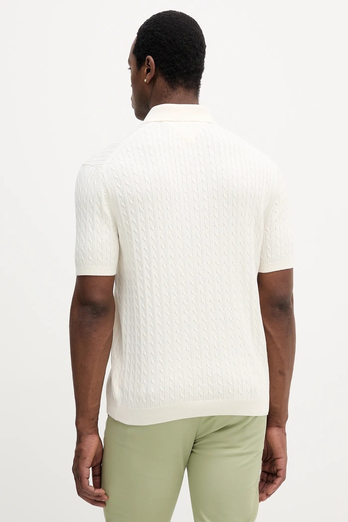 Îmbrăcăminte Tommy Hilfiger polo tricotat pentru bărbați din bumbac MW0MW40701 bej